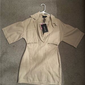 Tan Short Sleeve Dress